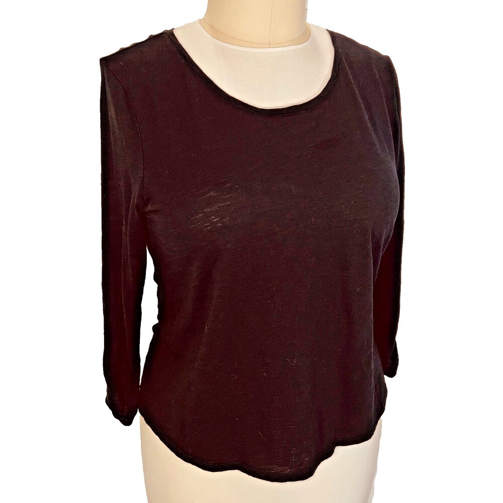Chico's Blouse Women's XL Black Round Neck Long Roll Tab Sleeve - Picture 2 of 12